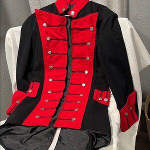 Steampunk Black and Red Military Style Tailcoat Jacket